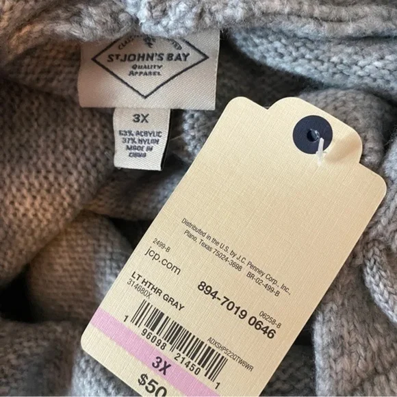 NWT St. John's Bay Womens Plus Hooded Long Sleeve Pullover Sweater - Picture 5 of 9